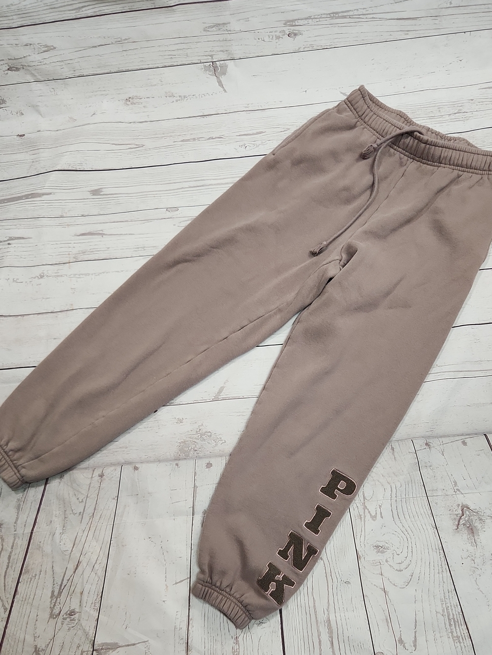 PINK Victoria's Secret Taupe Joggers with Logo